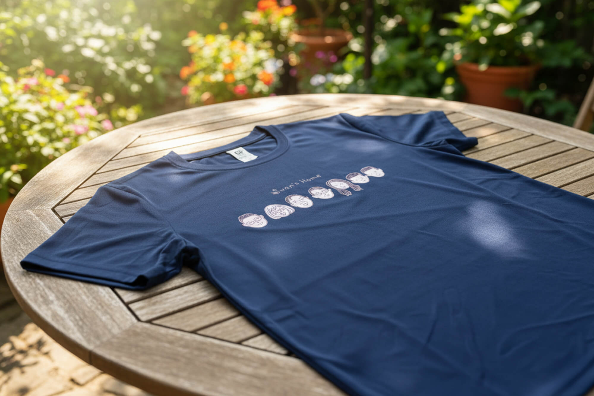 Navy Family Portrait T-Shirt with Vinyl Heat-Transfer Print