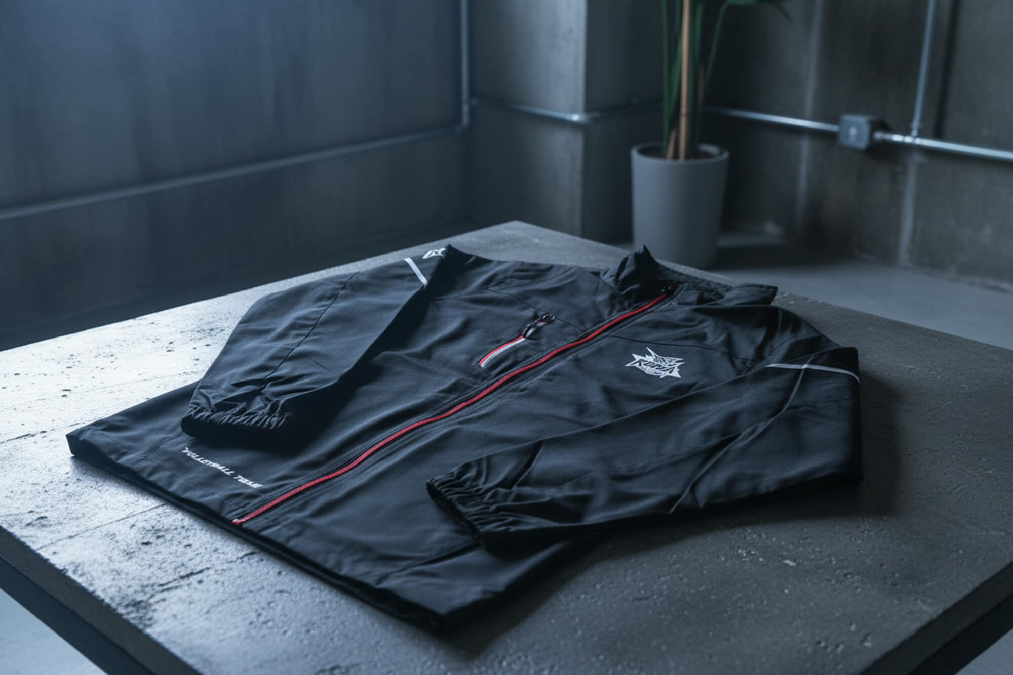 Black Jacket with Fishing Boat Vinyl Heat-Transfer Logos